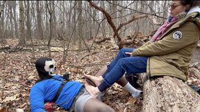 Milf with glasses drains him back to back! Double nuts, public forest footjob, size 9 milf feet on bbc, side full figure pov
