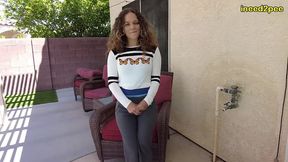 kikicali pees her swimsuit during waitress interview