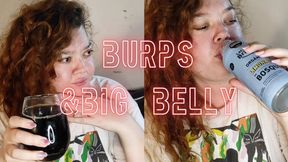 lots of liquid, burps and a swollen belly