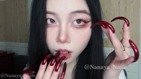 #16 - Licking my Red Long Natural Nails(10mins)