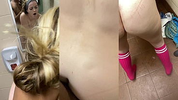Hot bathroom session in pink socks preview
