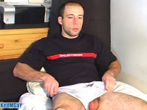 French gay-for-pay firefighter masculine had his thick man-meat stroked by a dude.