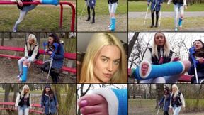 Barbie SLWC A Gimp in The Park Casted Foot Show, Crutching and Cast Talk (in HD 1920X1080)