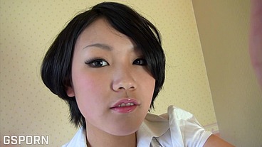 Sexy japanese teen who like the old cock for hot pussy creampie