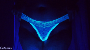 Blacklight Lace Thong Tease &amp; Cum