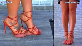 Destroying His Cock & Balls Under My Red Strappy Stilettos - Split Cam 2 - A147SPLIT2