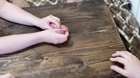 amateur girlfriend gives ballbusting handjob with cumshot. Squeezed grapes