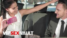 Dirty blonde babe gets drilled like an ATM on the backseat, pure raw animal sex