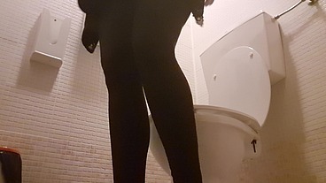 Big pee in dirty public toilet 4K