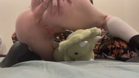 Humping and Stuffing Plushie Toy in Ass Pussy Grinding