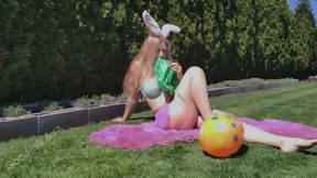 Curvy Easter Bunny - Inflatable Egg Blowing, Playtime, Deflating