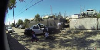 She gets serviced by three big black cocks, filthy dirty cop