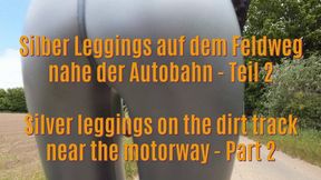 Silver cameltoe leggings sew motorway, part 2 - Silberne Cameltoe-Leggings nähe Autobahn, Teil 2