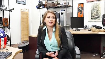 Slutty chick is riding stranger's wood in the back office