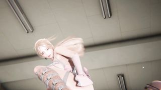 3D Animated Freaky Blonde oriental inside Kaine Costume Bound up big black cock Banged