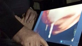 sissy sex toy wanks to me slurping cummies on his computer