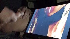 sissy sex toy wanks to me slurping cummies on his computer