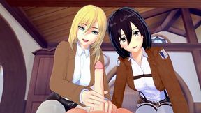 Couple Hentai dolls started w Double BJ and continued with intense threesome