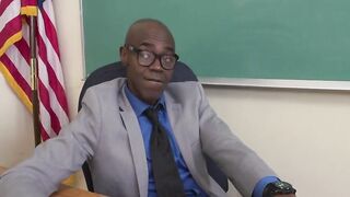 Blonde 18 Year Old Britney Light Fucks her Ebony Professor