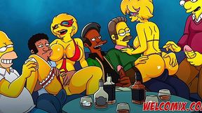 Homer Simpson and his friends came to a strip club for fun