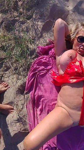 My Stepson Jerks off on Me on a Nude Beach