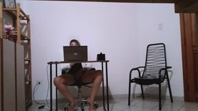 Secretary masturbates alone and then has sex with a client at the law reception