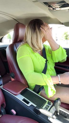 Amateur crossdresser Kellycd2022 sexy milf Sunday morning drive in  pantyhose and heels masturbating my sissy girl cock