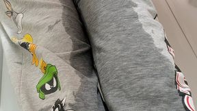 Short Wetting in Grey Cartoon Sweatpants