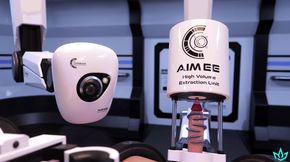 AI Machine milks many cocks for their cum, then has something special for the last one.