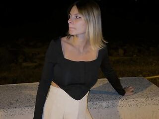 Outdoor bang with a stranger who is not wearing underclothes, passers-by interrupt us