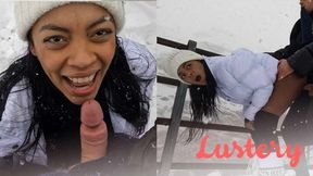 Snowy Seduction: Ebony Amateur Orgies Outside - Lustery
