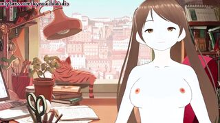 I needed a break while studying to please myself..i came three times and squirted (Anime Vtuber, ASMR)