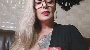 Blonde milf wearing a plunging black dress, smoking for you, a delicious red Marlboro