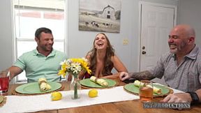 Steamy Mom Teases Son's Stiff Rod Underneath Dad's Ignorance