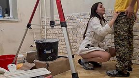 Russian MILF cheats on her husband with a handyman