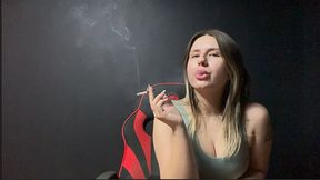 Smoking while looking and ignoring you'
