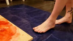 Karina Stuck Barefoot in Six Layer Deep Glue Trap