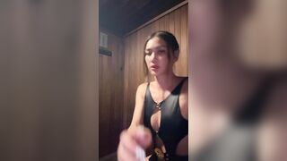 Ts bella  jerk off in sauna