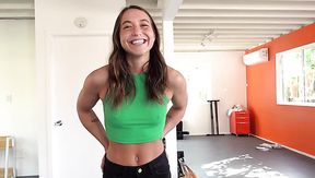 A cute cutie with small tits fucks at a guy's house to get cum on her face.