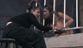 Brunette slut Nataly gets tied up and tortured in BDSM scene