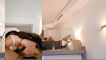Offering money to the sexy hot cleaning lady for fuck her small pink pussy in POV