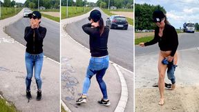 Public Pissing Blooper  Busted by Passing Cars! Timing Fail