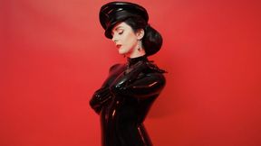 Perfect black latex catsuit on the Goddess ASMR (4K)
