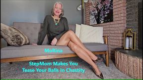 StepMom Makes You Tease Your Balls In Chastity - MoRina taboo sensual domination
