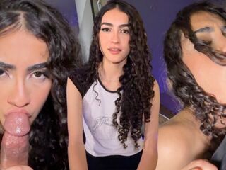 Beautiful 18-year-old Latina nervously records her first sextape for her profile.