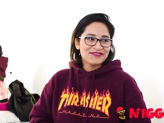Interracial group-sex with Latin chick Lana Villafuerte. three large-cocked ebony lads for this nymphomaniac at Nigged