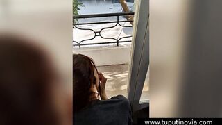 My neighbors fills my butt with semen inside front of the window without caring that people passing by watch