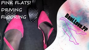 Driving to work FAST - pink flats and nylons | pedal pumping