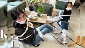 Undercover Invesigators 5: Simona & Mara Caught in Burglar's House (Sneaker Fetish, New Balance, Tight Jeans, White Crew Socks, Clothing Layers, OTM gag, Rope Bondage, RolePlay, Struggling, Escape, Jackets)