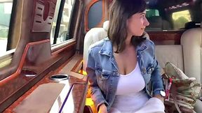 Slut swallowed all cum after blowjob in rolls royce